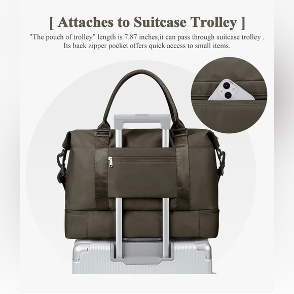 Weekender Travel bag with shoe compartment in coffee brown - Picture 6 of 10